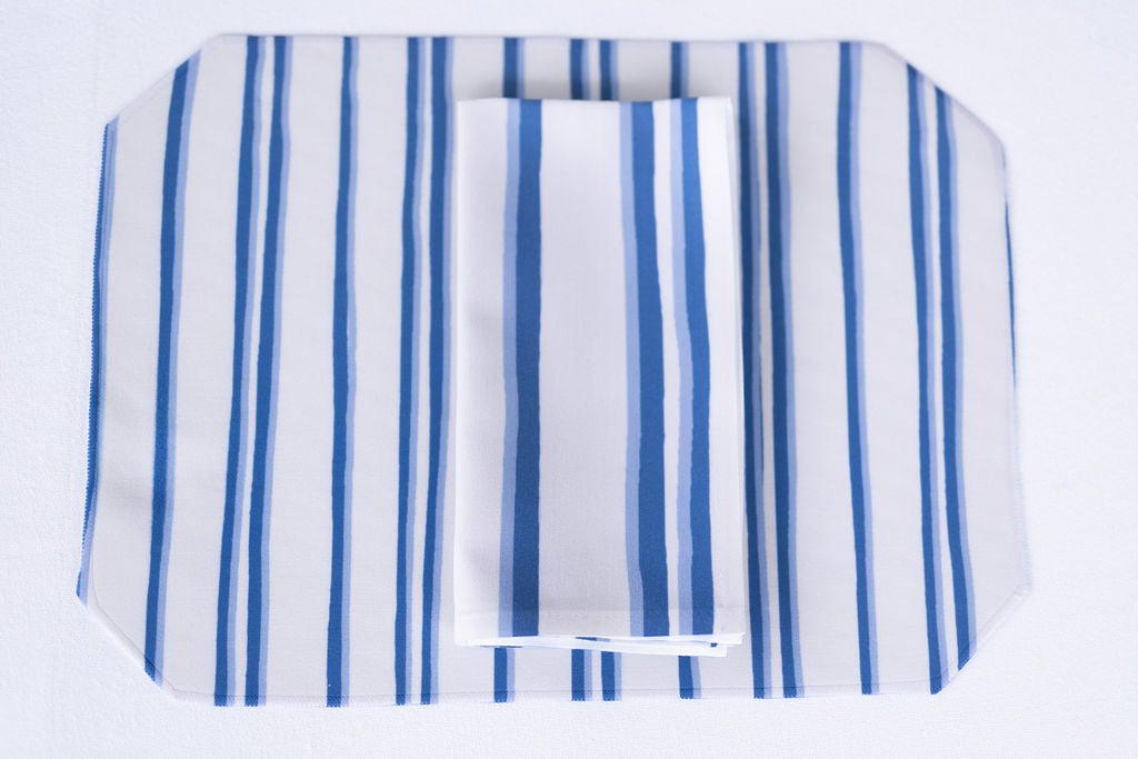 Riverbend Stripe in Haint Blue | Set of 4